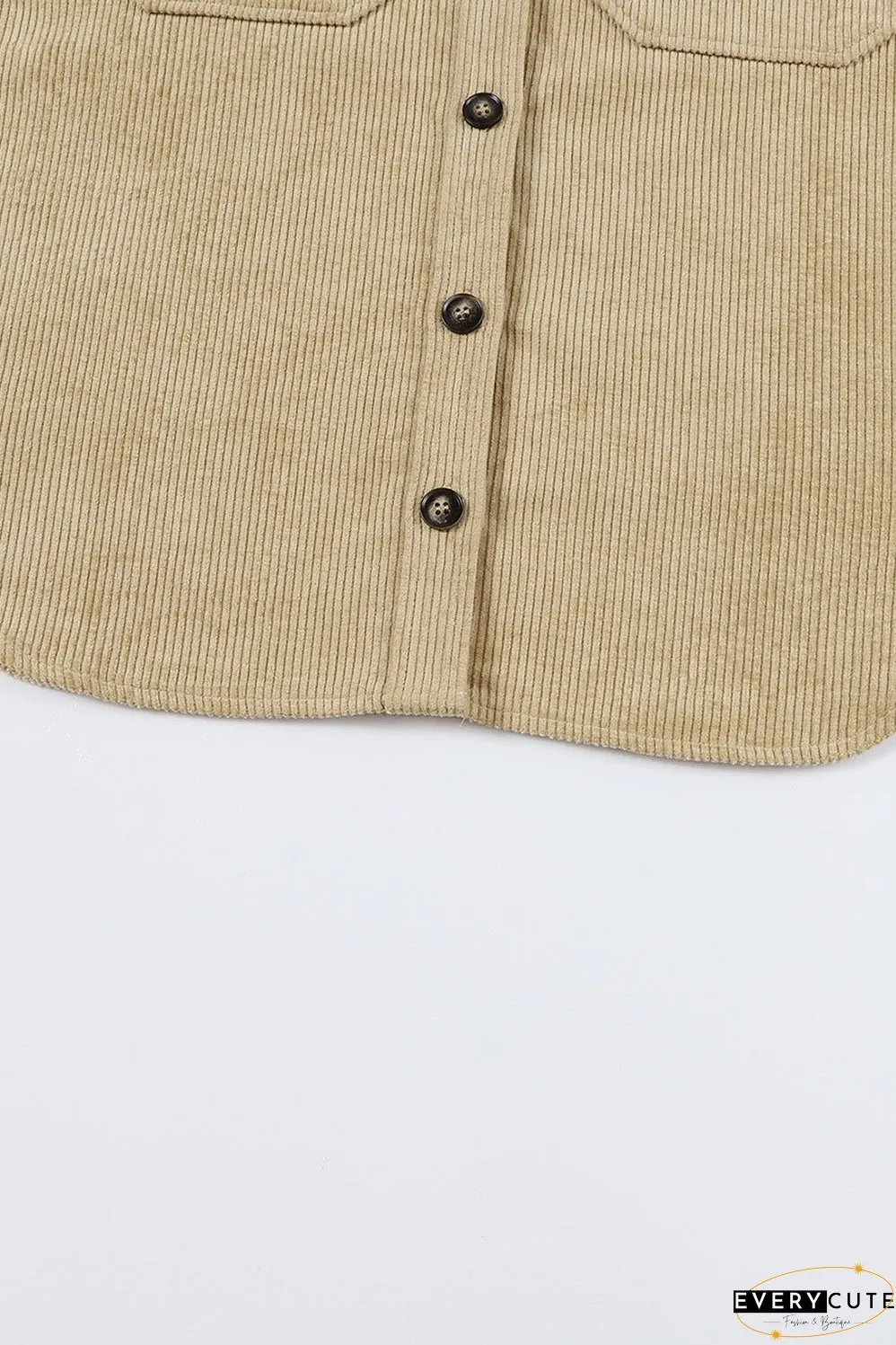 Khaki Aztec Print Patchwork Frayed Edge Corduroy Jacket