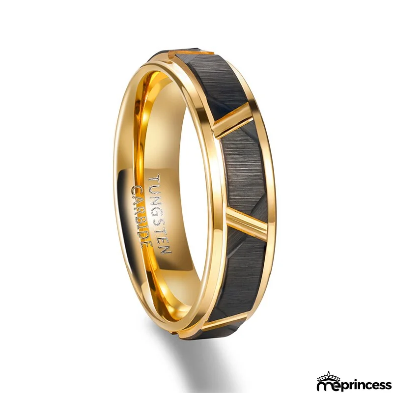 Men's Metal Tungsten Round Shaped Trendy Engagement Party Ring