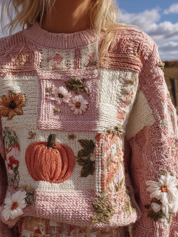 Women's Autumn/winter Thanksgiving Round Neck Warmth-giving Knit Sweater