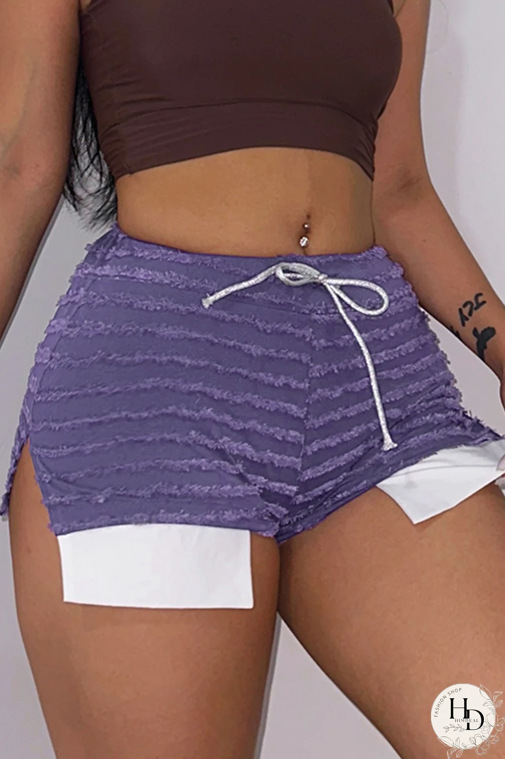 Red Sexy Striped Patchwork Draw String Skinny High Waist Pencil Full Print Bottoms