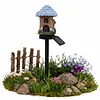 Solar Fairy-Tale Mushroom Cottage Garden Light Auto On/Off Mushroom House Statue Lawn Lights Weather-Proof Resin Mushrooms Ground Decor Lights for Yard Patio Pathway Lawn Flower Bed