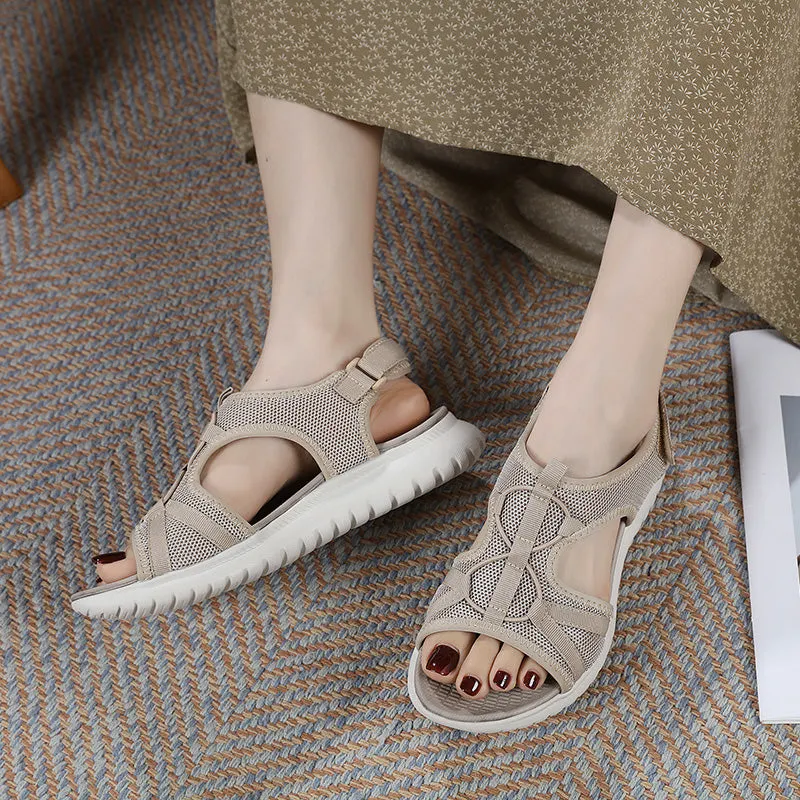 Women&lsquo;s Mesh Hollow Wide Elastic Adjustable Arch Support Casual Sandals Shoes 
