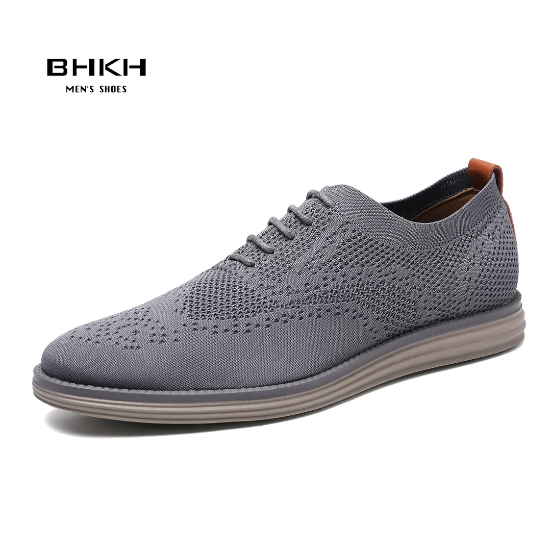 BHKH 2022 Breathable Knitted Mesh Casual Shoes Lightweight Smart Casual Shoes Office Work Footwear Men Shoes