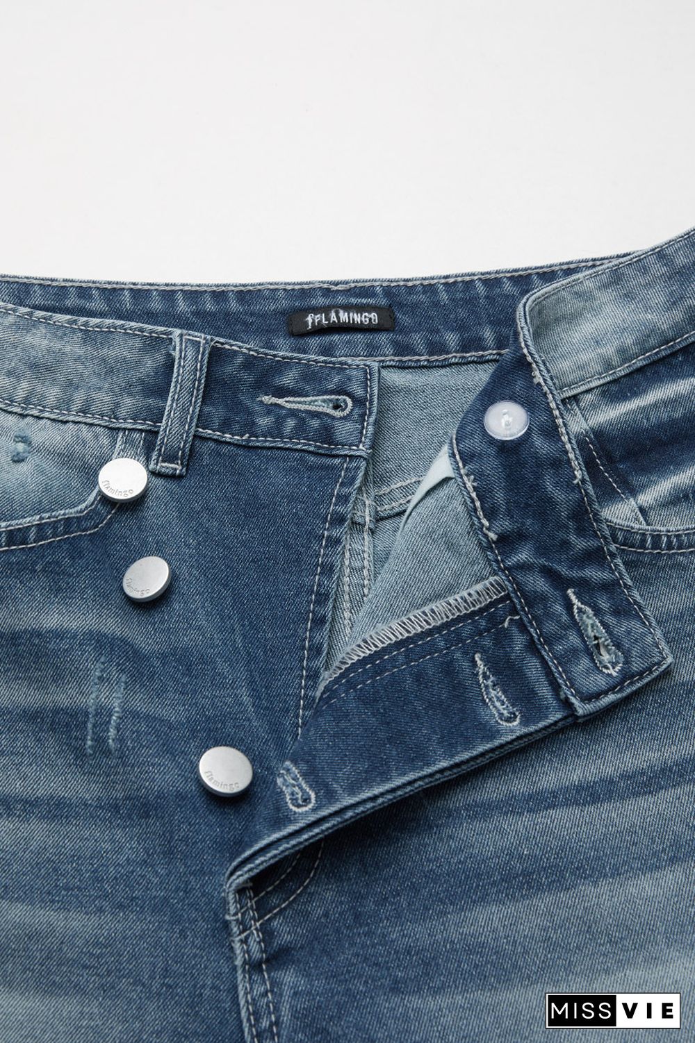 Ripped Raw Hem Low Waist Straight Leg Crop Jeans