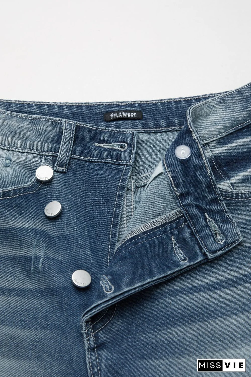 Ripped Raw Hem Low Waist Straight Leg Crop Jeans