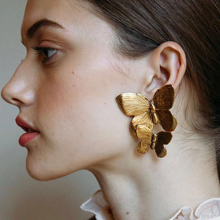 Two Butterfly Alloy Earrings