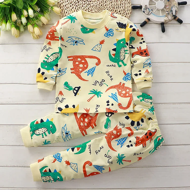 Baby Toddler Dino Crew Neck Pajamas Set