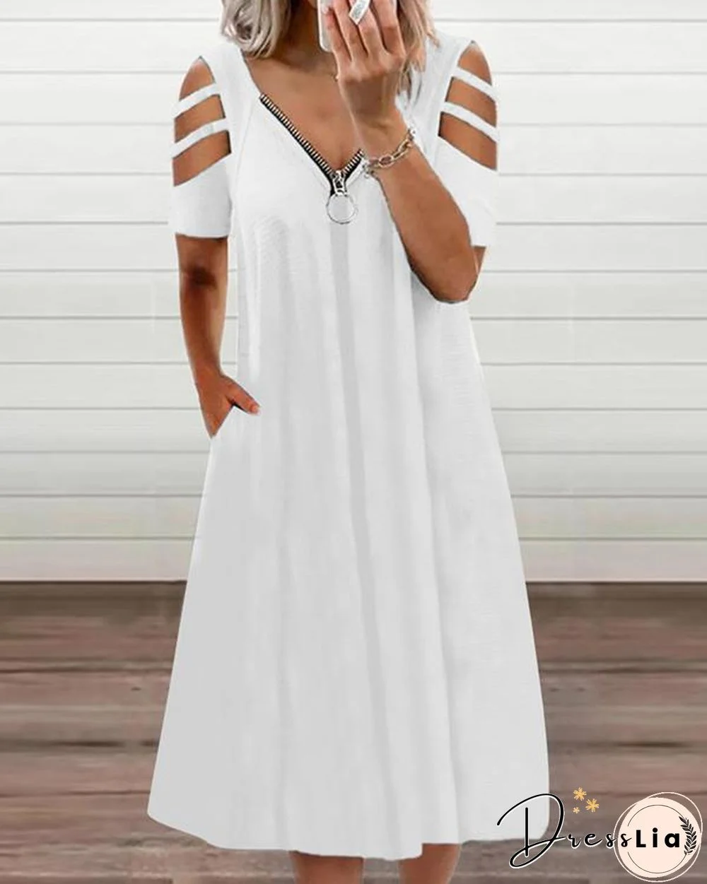 Women's Off-the-shoulder Zipper Dress