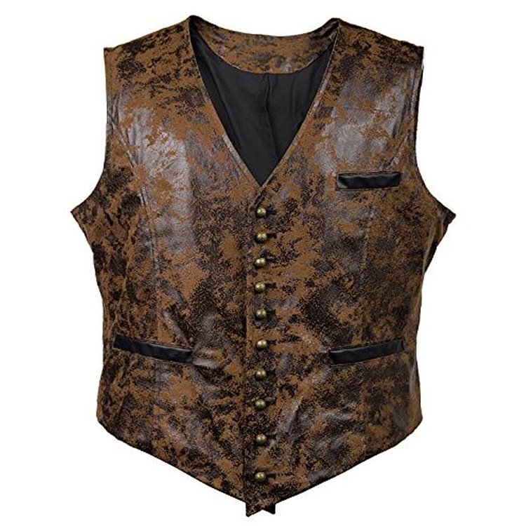 Vintage Single-breasted Leather Vest