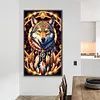 (Grande Taille) Attrape-r&ecirc;ves loup-pleine peinture diamant rond-40*70cm