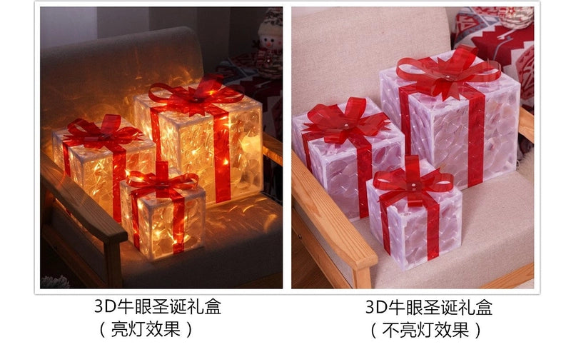 Christmas Cute Gift Box Plastic Indoor Family Gathering Festival Lightings