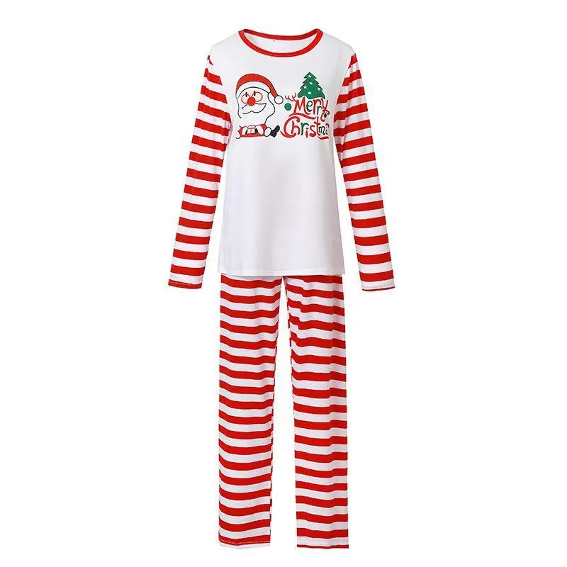 Striped parent-child suit Santa print parent-child pajamas