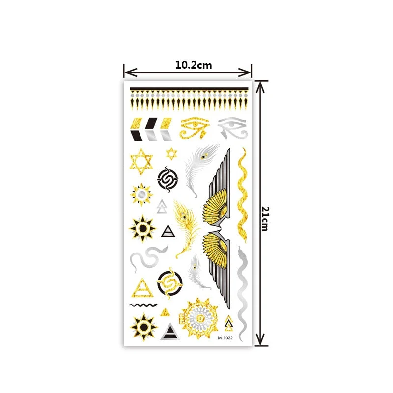 Creative personality exquisite fashion waterproof sweat gold and silver tattoo stickers bronzing and silver tattoo stickers