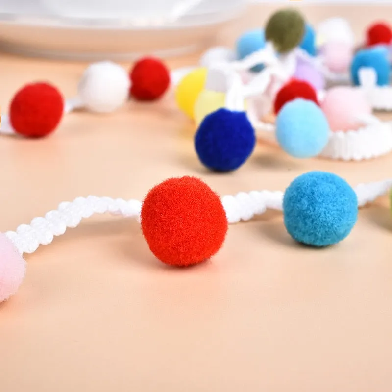 3Meters 3cm Pom Pom Lace Trim Ball Pearl Pompom Fringe Ribbon Sewing Lace Kintted Fabric Cloth Handmade DIY Craft Accessories
