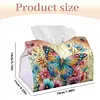 Garden Butterfly DIY PU Diamond Painting Tissue Box Kit Desktop Tissue Holder with Rhinestone Diamond Desk Decorative Tissue Box for Adults Desktop Storage Organizer