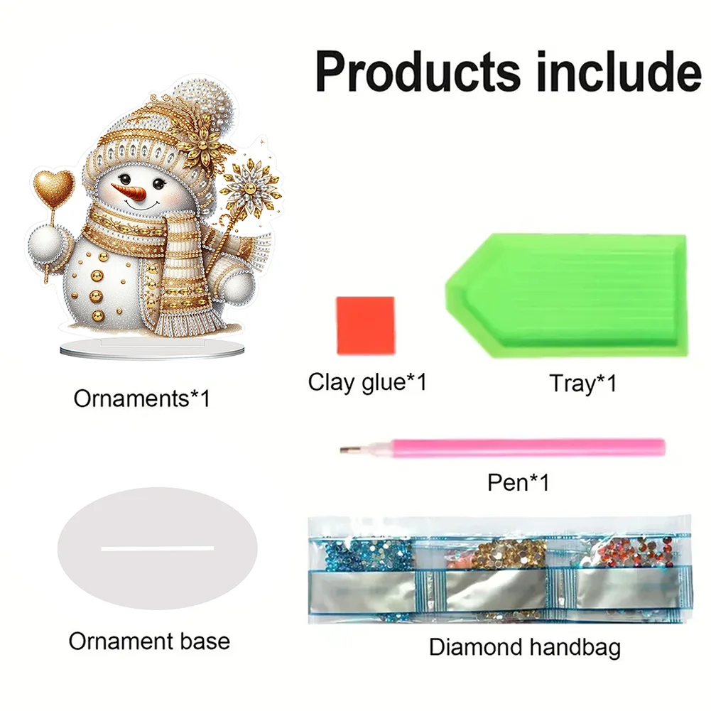 DIY Christmas Snowman Acrylic Special Shaped Decor Desktop Diamond Art Kits for Home