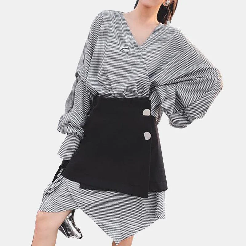 Irregular V-Neck Dress Set