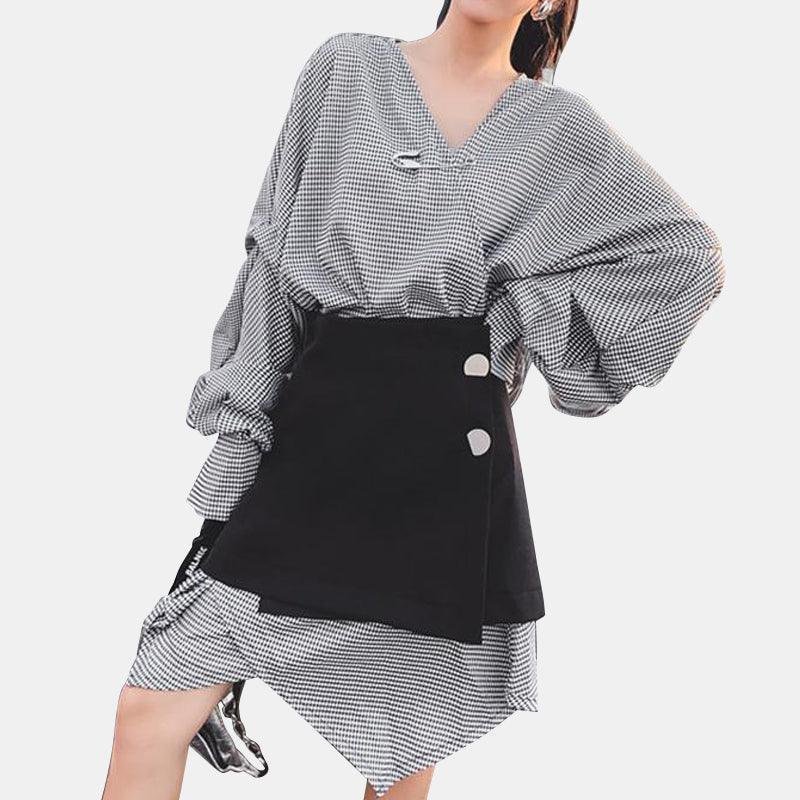 Irregular V-Neck Dress Set