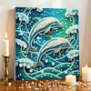 DIY Pearl Painting Dolphin for Home Decor with Frame(25x25cm)