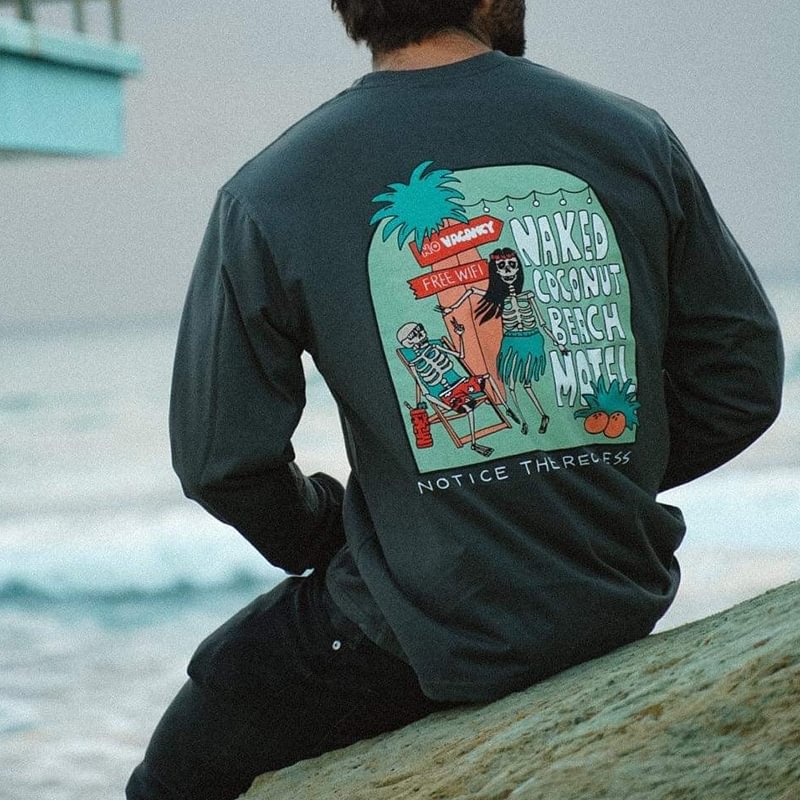 Men's Skull Beach Printed Vintage Sweater、、URBENIE