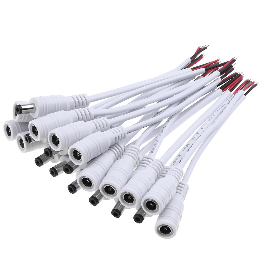 

10pcs 5.5x2.1 DC M/F Plug Cable Connector for LED Strip Light Ceiling Light, White, 501 Original