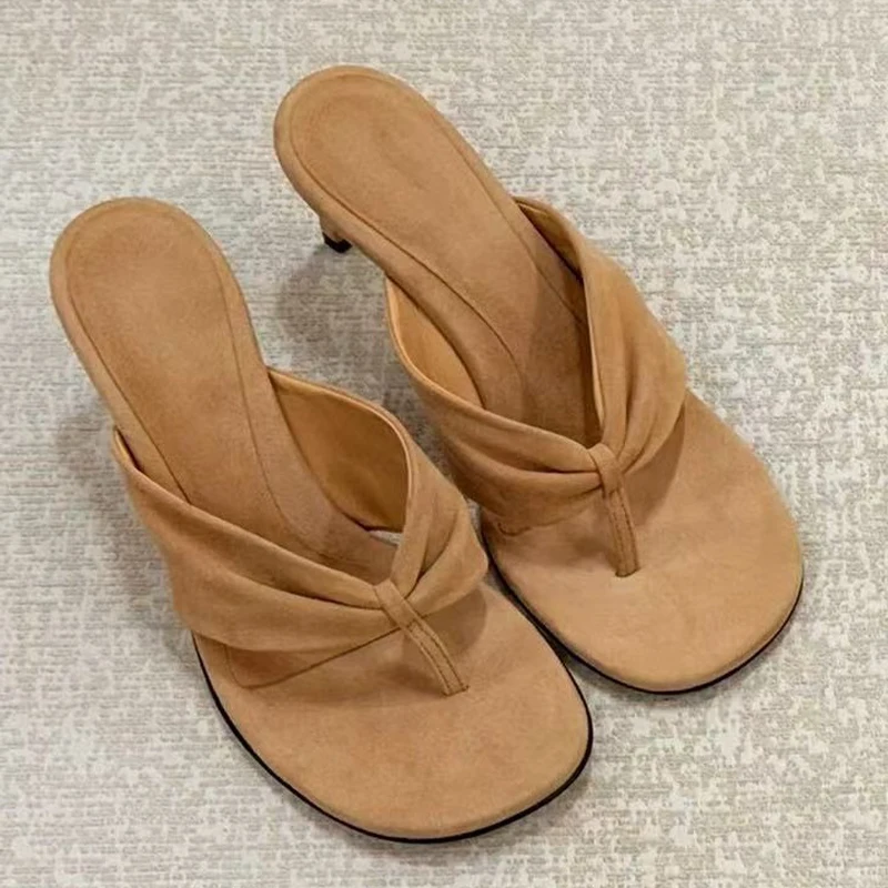 High Heels Shoes Women Slippers Clip Toe Fashion Slides Woman Heeled Sandals Pumps Summer 2025 Elegant Flip Flops Zapatos Femme
