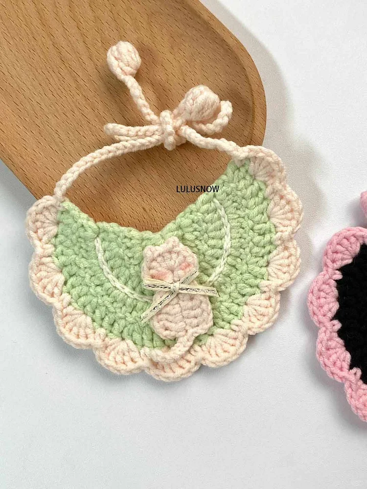 Lulusnow Handmade Black Cat Figure Crochet Pet Collars/ Pet Holiday Outfit/ Festive Pet Accessories/ Gift For Pet