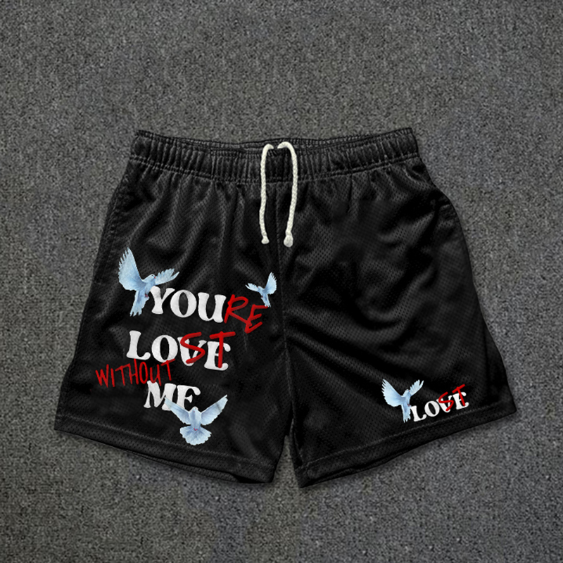 Sopula Peace Dove & You Re Lost Without Me Graphic Mesh Shorts - SOPULA