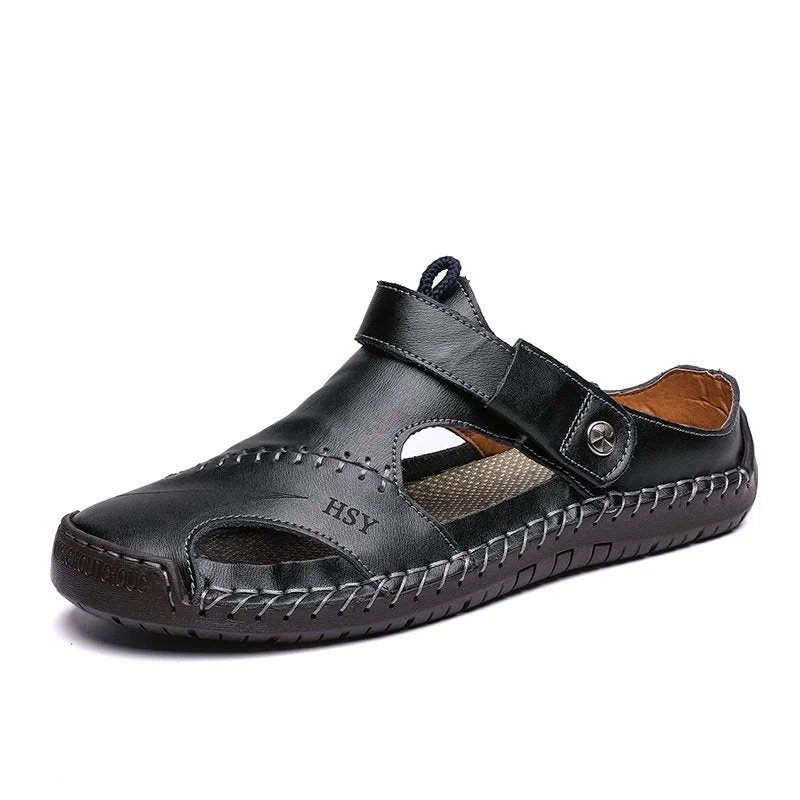 MQQ Men's  Orthpetic Durable Genuine Leather Sandals
