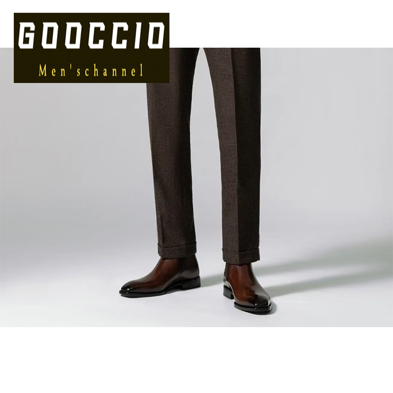 TF182 Calf-Skin Square-Toe Chelsea Boots For Men GOOCCIO-TF-Series  