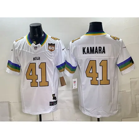 Men's New Orleans Saints #41 Alvin Kamara White 60th Anniversary Patch Vapor F.U.S.E. Limited Jersey