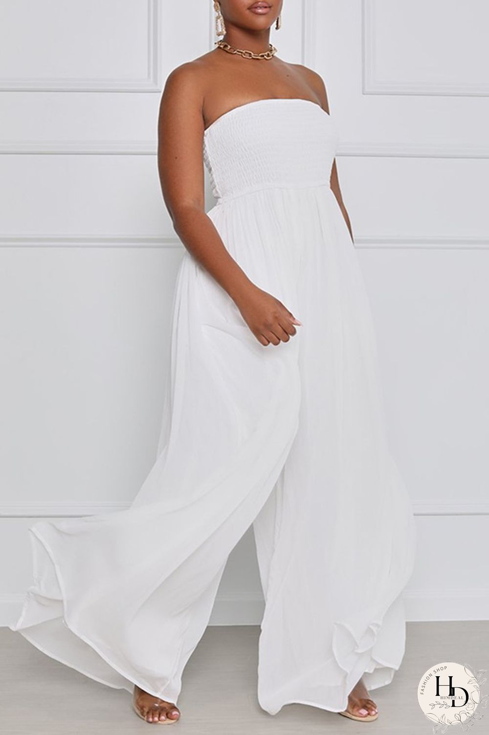 Yellow Sexy Casual Solid Backless Strapless Regular Jumpsuits