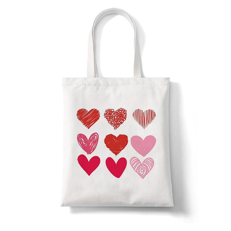 Unisex Canvas Heart Shape Basic Classic Style Square Open Canvas Bag