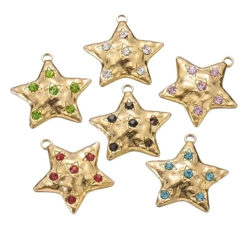 5 Pcs/package Minimalist Star Stainless Steel Plating Inlay Pendant Jewelry Accessories