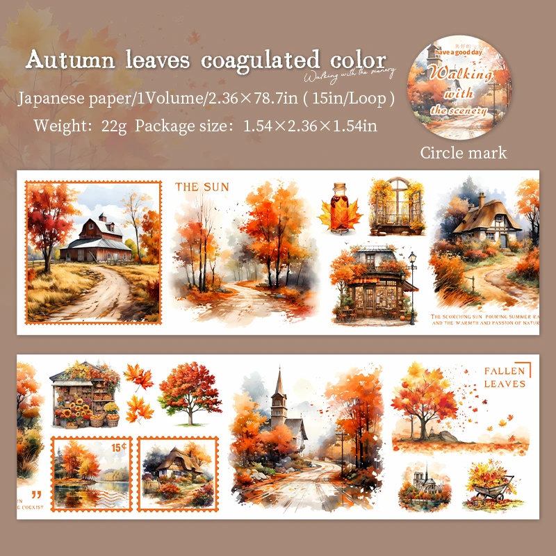Journalsay 60mm*200cm Walking with The Scenery Series Vintage Landscaping Washi Tape