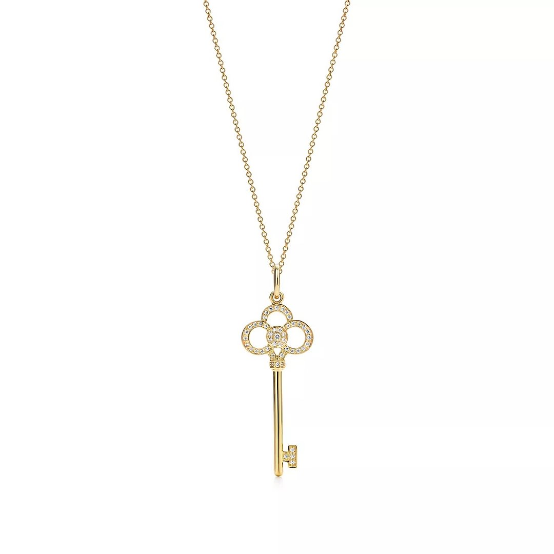 Tiffany Keys Crown Key - in Yellow Gold with Diamonds, 1.5"