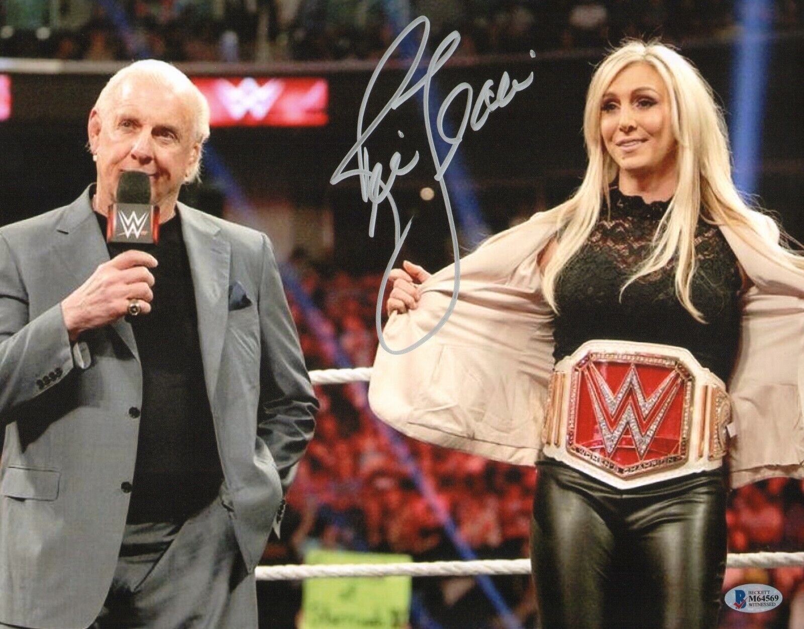 Ric Flair Signed 11x14 Photo Poster painting BAS Beckett COA Autograph WWE Picture w/ Charlotte