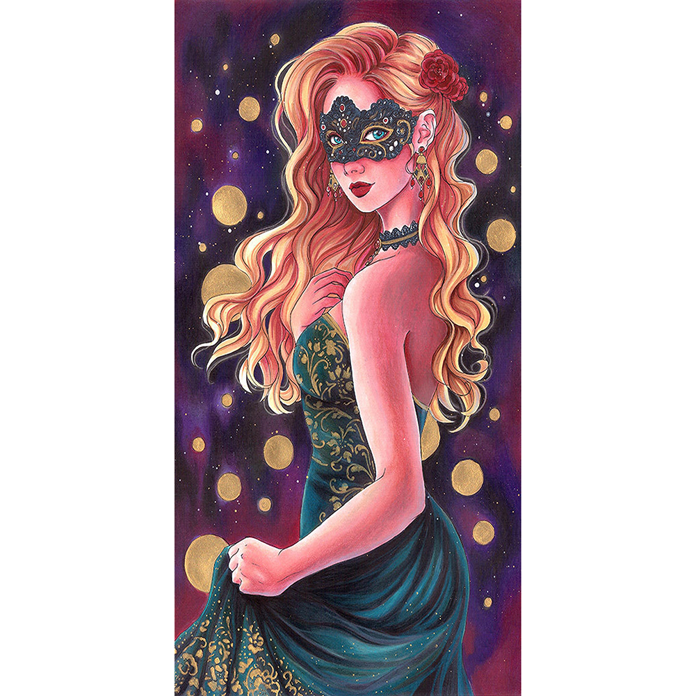 

45*85CM - Mask Beauty - Round Drill Diamond Painting, 501 Original