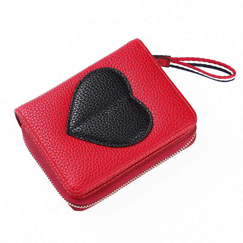 Heart Decor Faux Leather Coin Purse Wallet