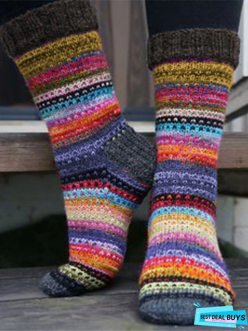 Winter Red Knitted Underwear & Stripe socks