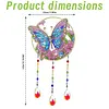1PC Butterfly 5D DIY Diamond Painting Wind Chimes Suncatcher Kit Double Sided Diamond Art Kits Suncatcher with Crystal Pendant for Home Wall Window Decor Adults DIY Art Craft