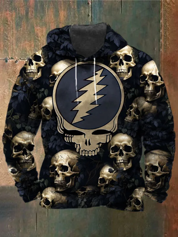 Unisex Skull Print Heavyweight Hoodies