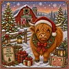 Christmas Highland Cow Full 11CT 3 Strand Stamped Cross Stitch Kit 45x45cm tapestrymarket