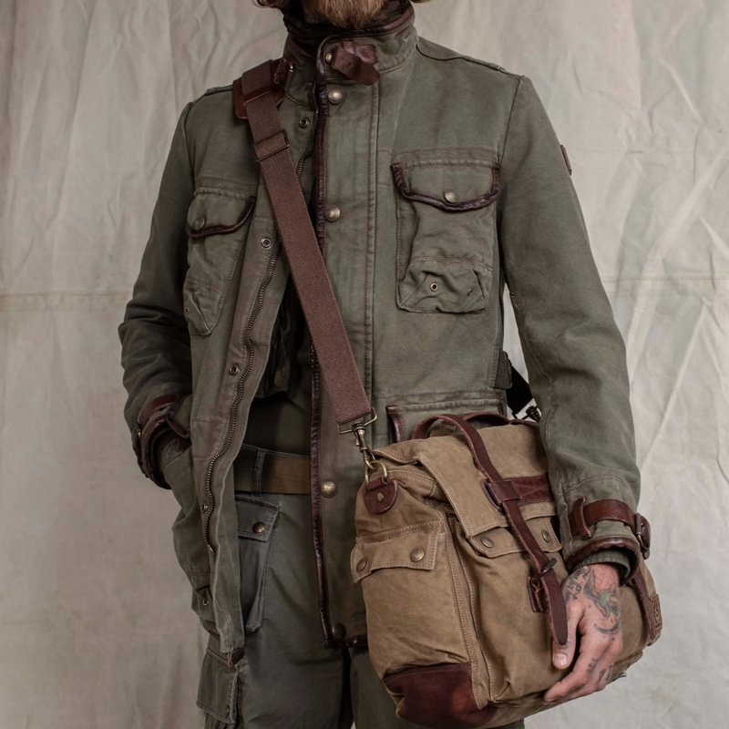American Distressed Washed Canvas Multi-Pocket Duck Hunting Jacket