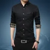 Cotton lapel long sleeve casual shirt