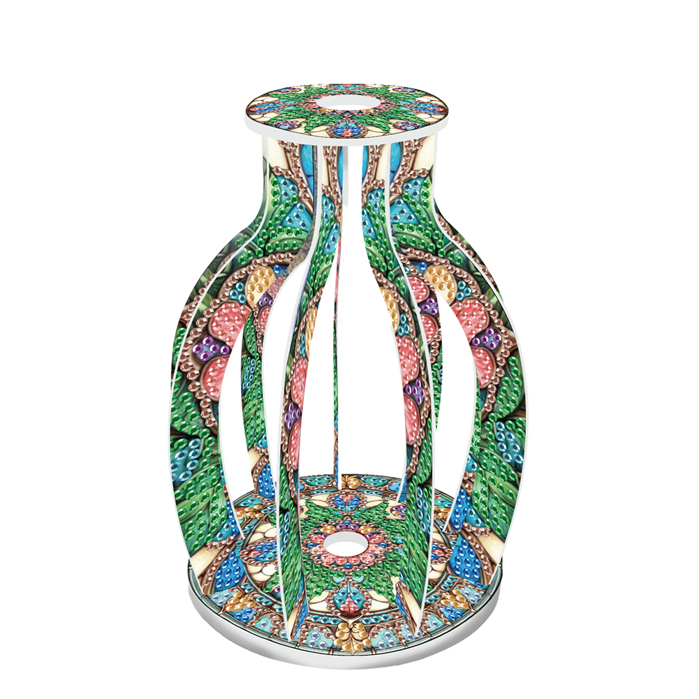 Acrylic Wood Pattern 5D DIY Diamond Painting Flower Vase for Home Office Decor