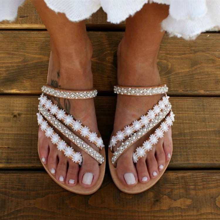 Romantic Pearl Rhinestone Sandals