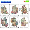6pcs Diamonds Painting Warm Lamp Christmas Atmosphere Window Stickers For Home Decor