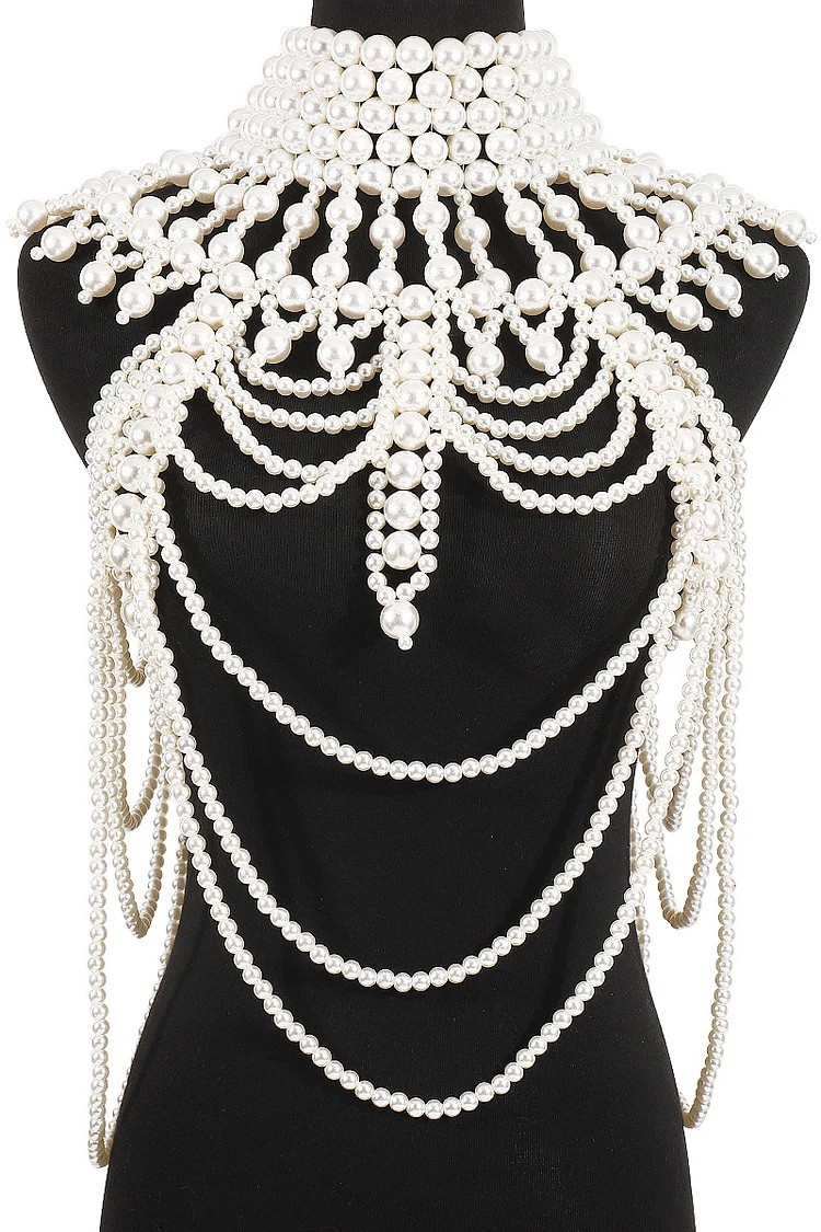 Retro Shawl Layered Hollow Woven Chain Epaulettes Shoulder Cloak