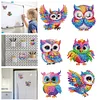 (US Local)6Pcs Acrylic  Owls Diamond Painting Fridge Magnet for Fridge Whiteboard